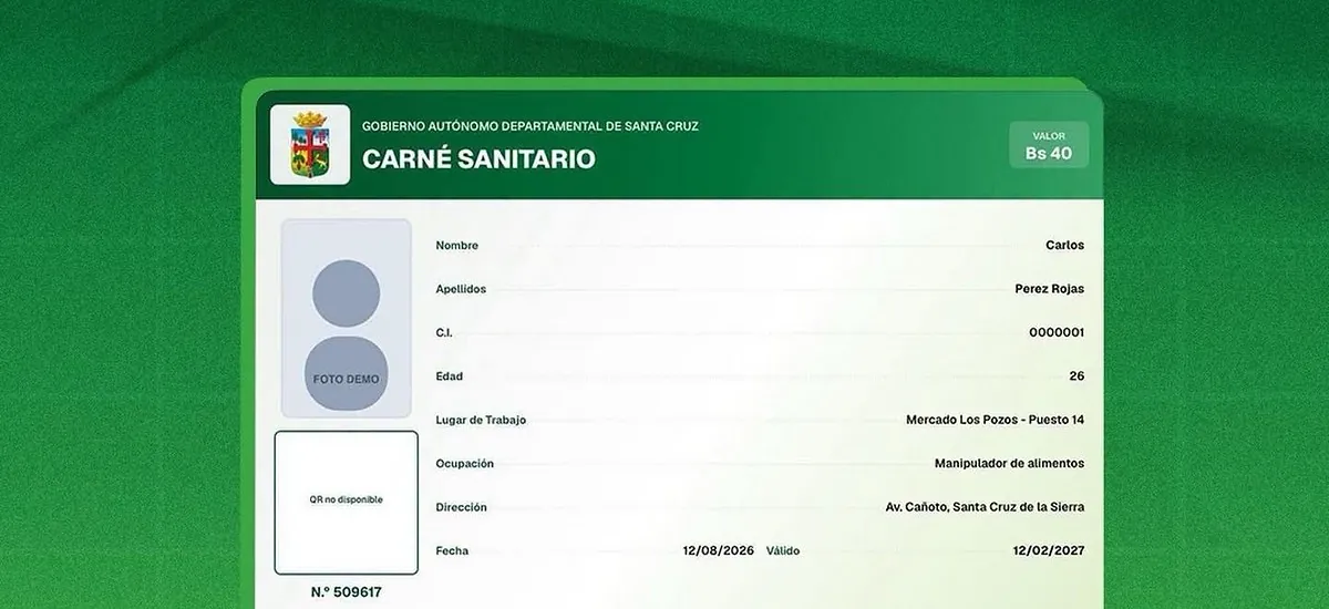 "Se acabó la extorsión": Ya se puede tramitar digitalmente el carnet sanitario en Santa Cruz
